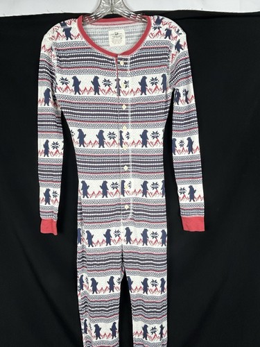 CREWCUTS Long Johns Pajamas Fair Isle Bear Thermal One Piece Rear Hatch Youth 14 - Picture 8 of 8