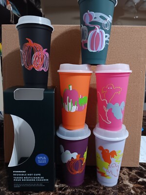 Starbucks Halloween 2023 Glow In The Dark Reusable Grande 16oz. 6 Pack Hot  Cups | eBay