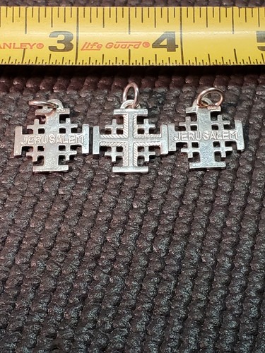 5 ciondoli vintage ARGENTO STERLING, croce di Gerusalemme, 2 diverse misure in LOTTO ❗️ - Foto 5 di 12