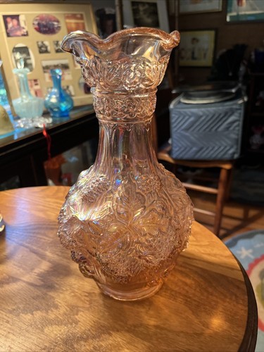 Imperial Carnival Glass Iridescent Loganberry Pink Vase 10” - Picture 8 of 10