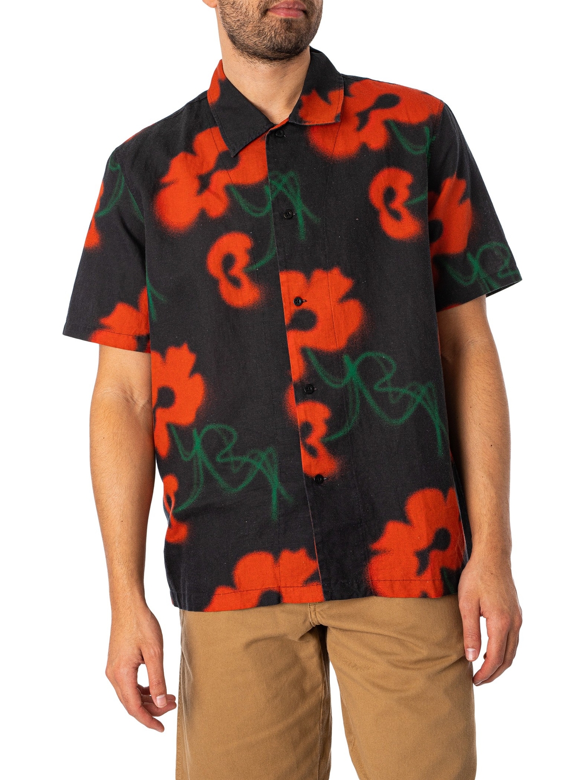 Разноцветная рубашка Edwin Mens Garden Society с короткими рукавами