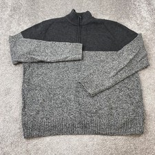 Sonoma Pullover Knit Sweater Men's Size XXL Gray Long Sleeve 1/4 Zip Mock Neck