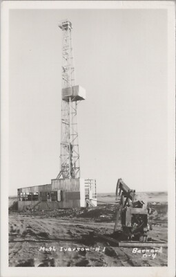 #ad RPPC Math Iverson Oil Rig North Dakota Tioga Barnard Kodak photo postcard LQ7 $16.75