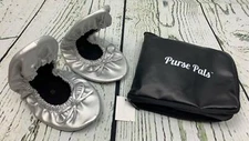 Solemates Purse Pals Foldable Travel Ballet Flats for Women Compact Silver Small