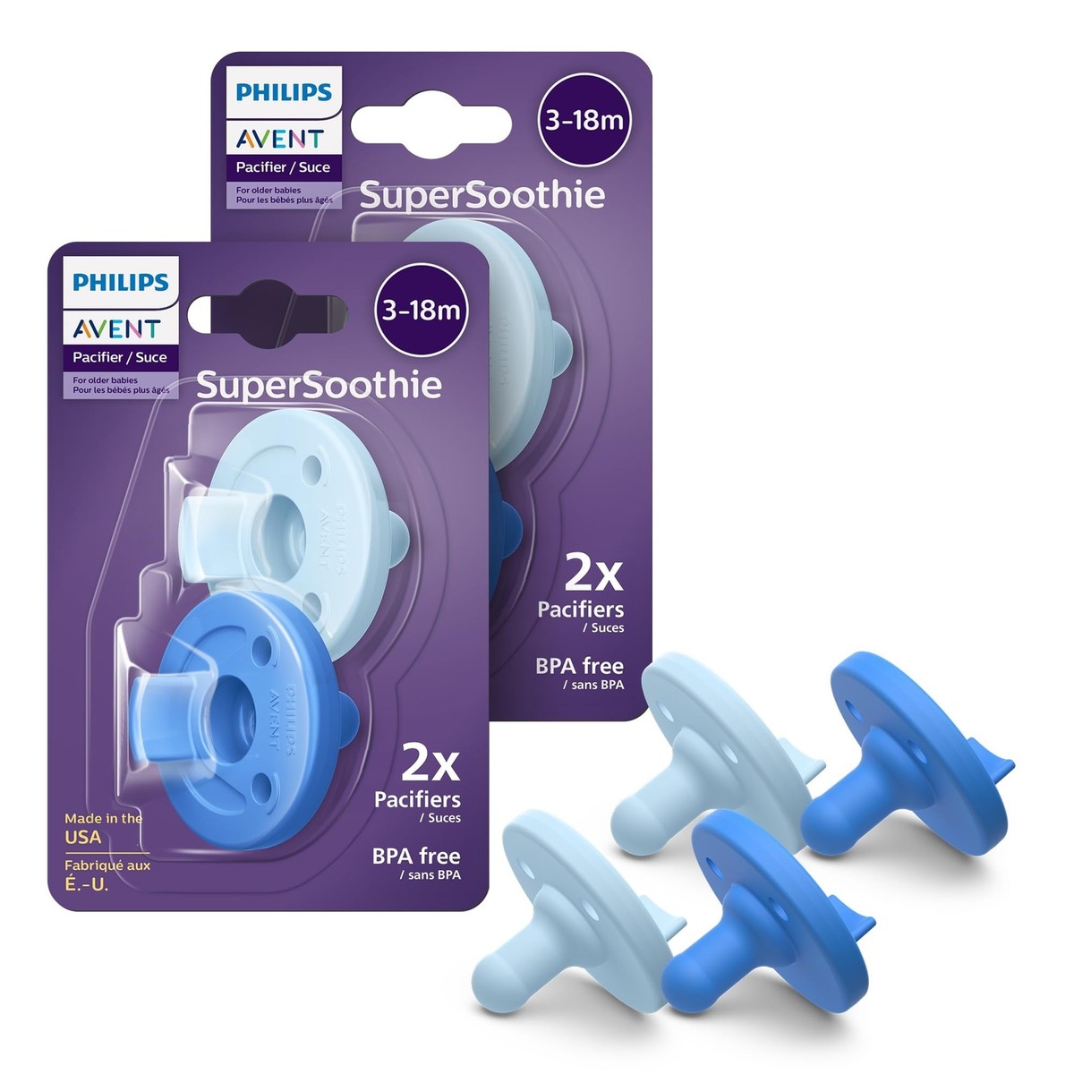 Philips Avent Soothie 3-18 Months Orthodontic Baby Pacifiers, 100