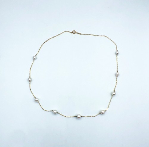 Authentic Mikimoto 14k Graduated Pearl Station Necklace - 18.5” Length - Picture 2 of 6