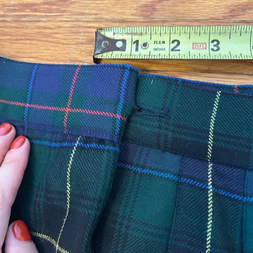 Vintage Yves Saint Laurent Plaid Wool Green Plaid Pleated Skirt 25 Schoolgirl - Picture 9 of 11