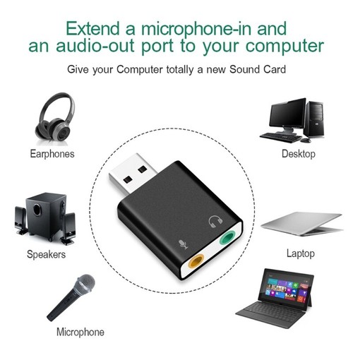 Aluminum Trs Microphone To USB 2.0 Stereo External Sound Card Adapter USB Input - Picture 5 of 9