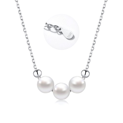 VNOX S925 Sterling Silver Chain Women Girls Pearl Pendant Necklace Jewelry Gift