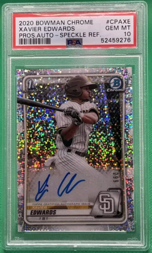 2020 Bowman Chrome Xavier Edwards RC Rookie SPECKLE REFRACTOR AUTO /299🏦 PSA 10