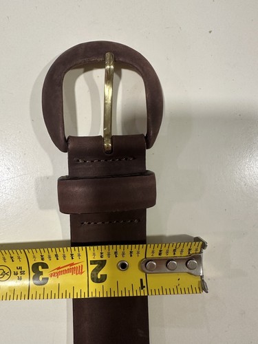 Cole Haan Chocolate Brown 100% Leather Suede Nubuck Brass Belt Sz 28 S/XS - Picture 11 of 12