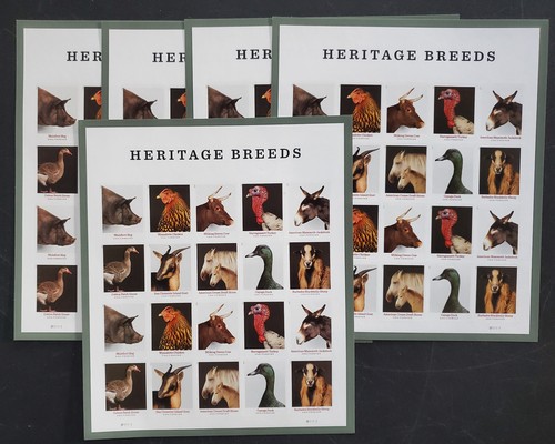 US Stamp Scott #5583-92 Heritage Breeds Animals Forever 5 Sheets of 20 (100pc)