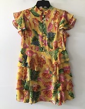 Farm Rio Anthropologie Multicolor Parakeet Button Up Dress L ( RUNS SMALL) NWT
