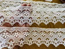 2 Yards Bright White Embroidered Double-edged Trim/Sewing/Craft/Bridal/2.5"Wide
