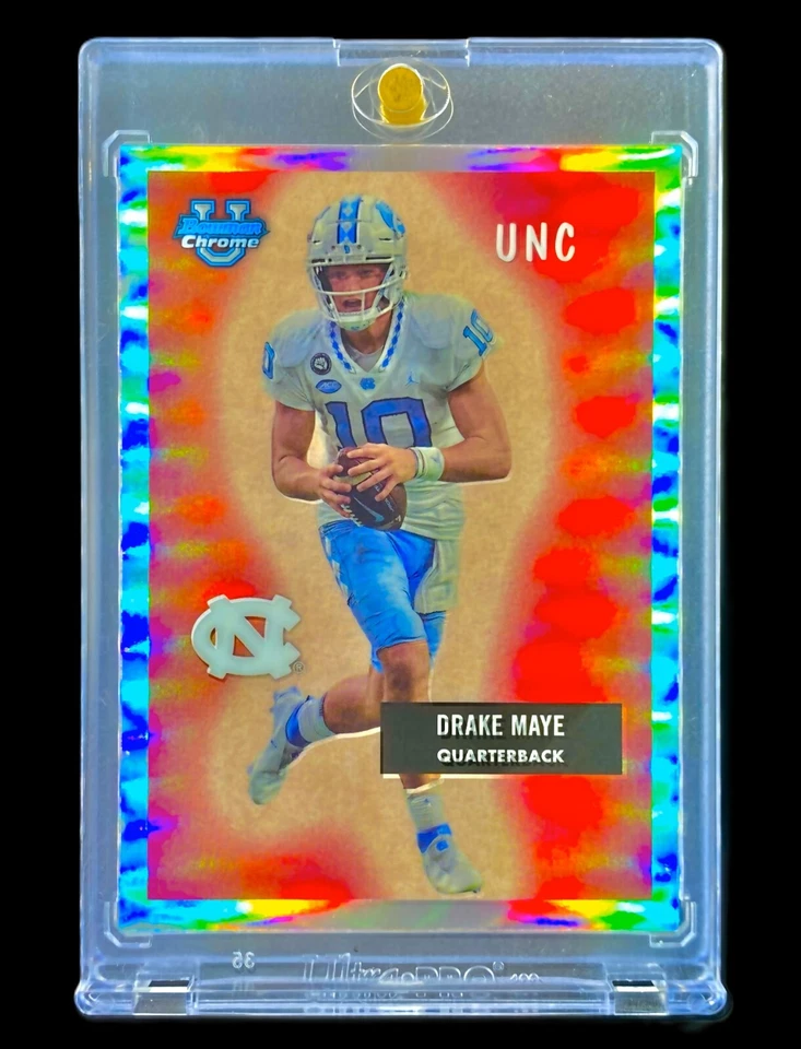 DRAKE MAYE ROOKIE REFRACTOR SP Вставка Голографическая Хромированная Красная Синяя Основа - NORTH CAROLINA - Изображение 3 из 4