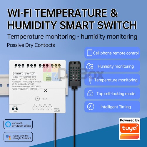 4 Channel Tuya Smart Switch Temperature Humidity Module Sensor Work For Home - Picture 7 of 22