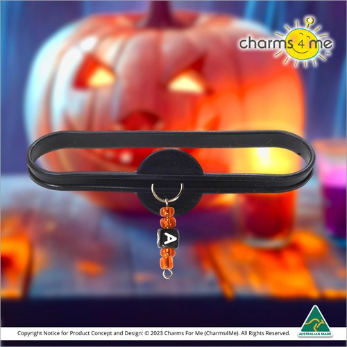 Personalised Halloween Drink ID (Silver): Black Silicon Band, Black Angel Charm - Foto 5 di 7