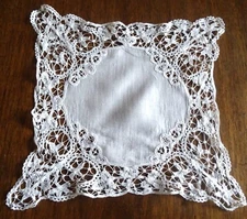 Antique Linon Handkerchief Lace Envelope - 24cm x 24cm