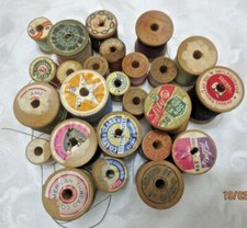 25 Vintage wooden spools of thread - Lily-Corticelli- Star-Coats Clark-Sears-