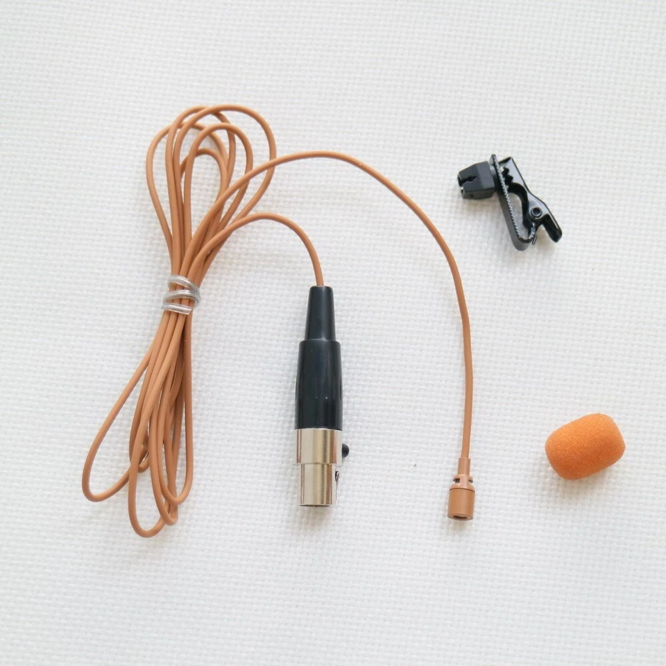 Tan Lapel Microphone For Shure Blet Pack Wireless Transmitter TQG 4Pin Mini Clip - Image 2 of 4