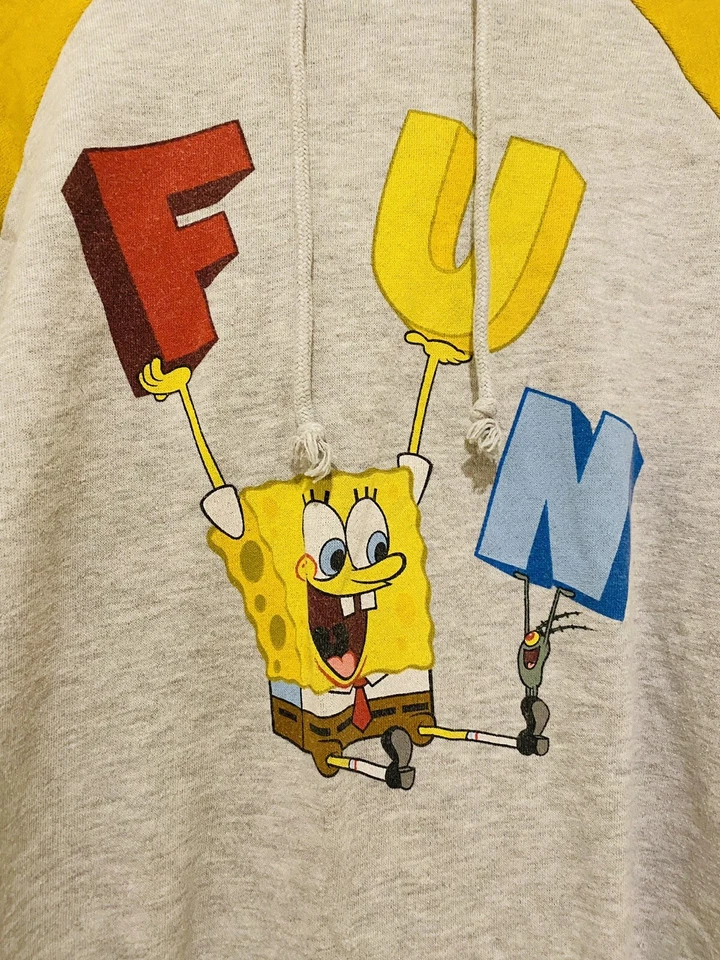 Bob Esponja Pantalones Cuadrados Sudadera con Capucha DIVERTIDO Amarillo Gris Pullover Nickelodeon Pequeño Plancton Foto 2 de 4