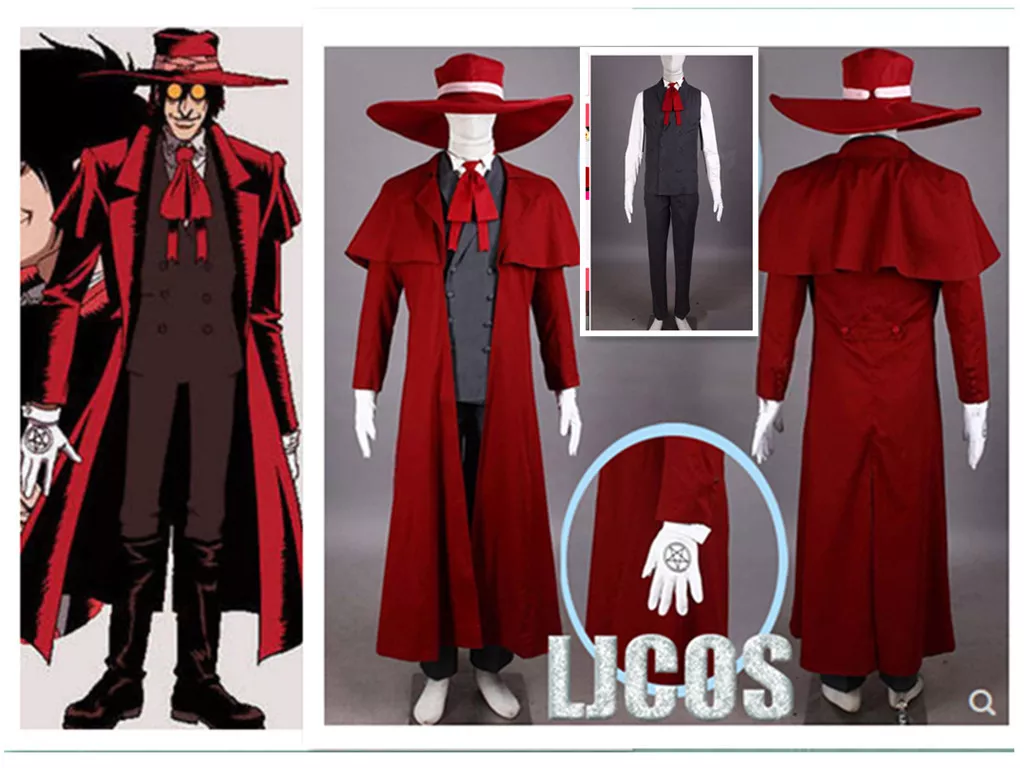 Hot !Anime Hellsing Alucard Cosplay Costume Set Vampire Hunter Uniform Suit