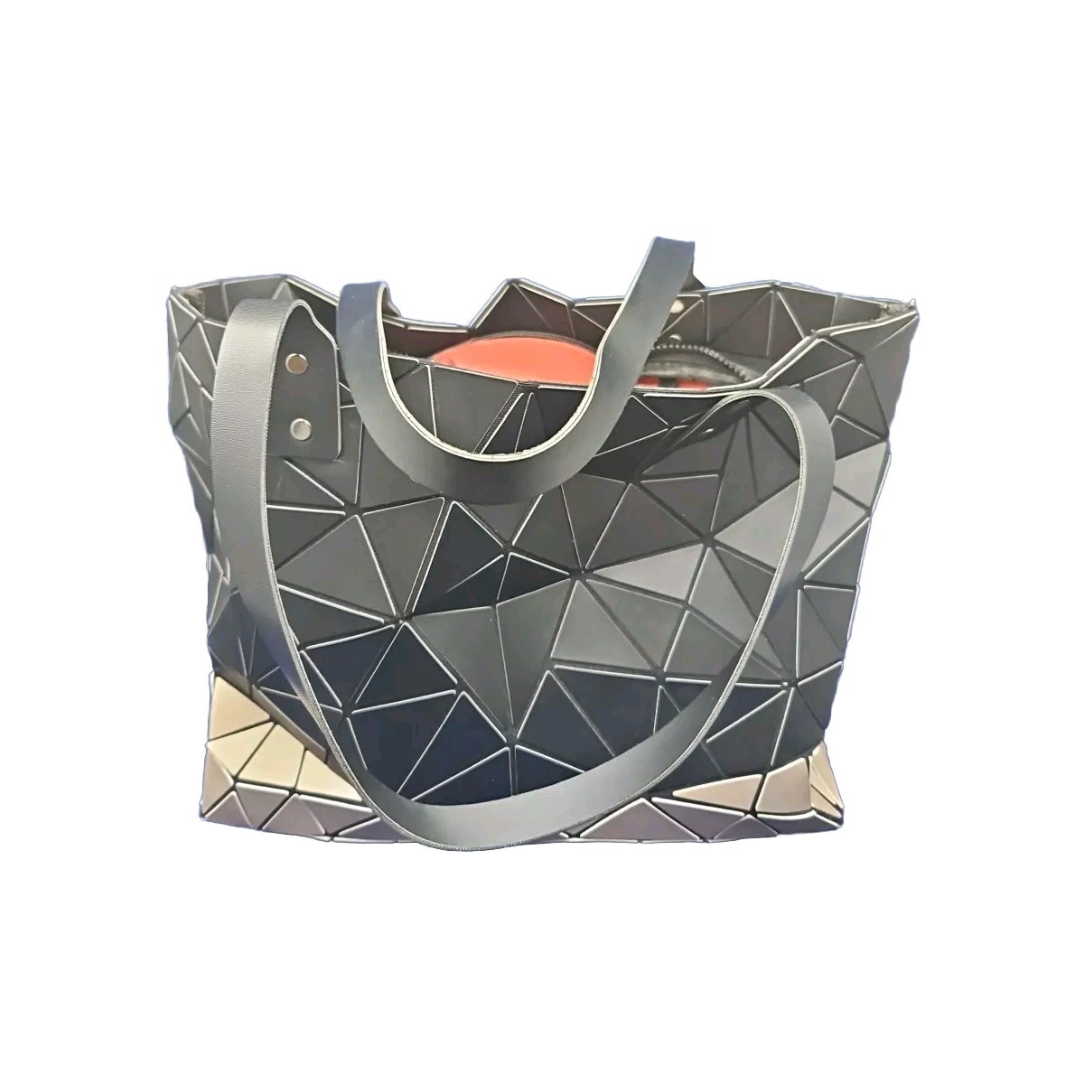 Luca Milano Gold Black Red Prism Geometric Shiny Vegan Tote Bag Purse