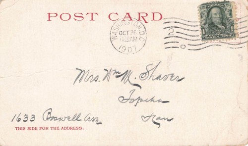 Postkarte DC: Rotunde, Library of Congress, Washington DC, UDB verschickt 1907 - Bild 2 von 2