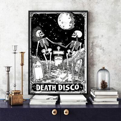 Death Disco Skelett Poster, schwarz-weiß, Death Disco Skelett Druck (49)