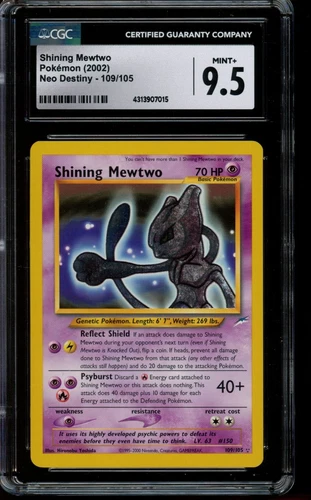 CGC 9.5 Gem Mint Pokemon Shining Mewtwo Neo Destiny Unlimited Holo 109/205 2002