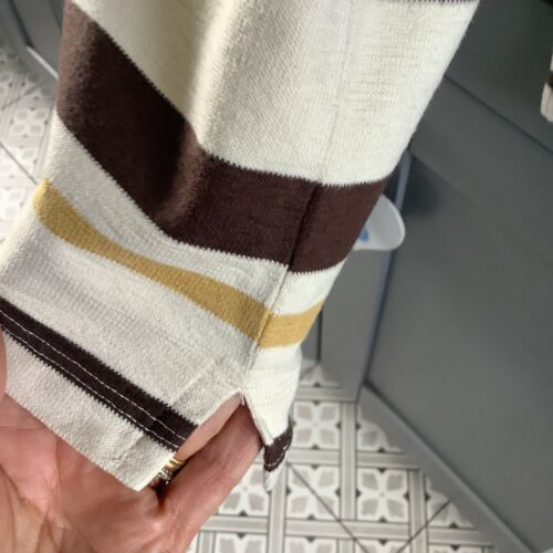 ZARA Men’s Cotton Jumper Size M 100% Cotton Cream, Tan & Brown striped - Picture 5 of 7