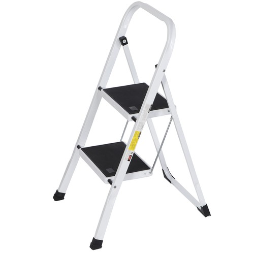 2 Step Stool Folding Step Ladder w/ Wide Anti-slip Pedal 352 Lbs Capacity White - Picture 14 of 14