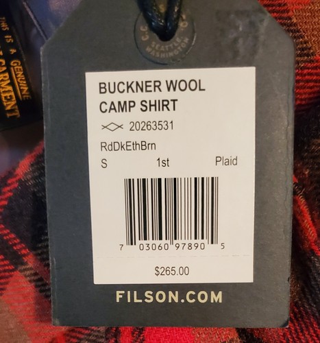 Filson Buckner Wool Camp Shirt Red / Tan : Small - New - Picture 4 of 4