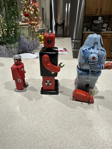 Zinn Windup Roboter, Proton, Astronaut, rote Lilie Put Ornament - Bild 3 von 6