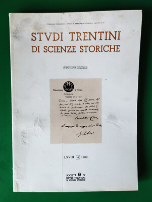 Trentiner Studien der Geschichtswissenschaften LXVIII 4 1989. Zeitschriftenmagazin.