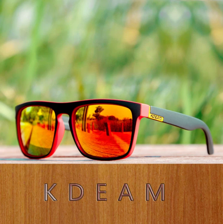 KDEAM 13 Colors Men Polarized Square Sunglasses Sport Outdoor Driving  Glasses