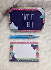 "GIVE IT TO GOD" Mini Prayer Box Tin Tablet & Pencil Numbers 6:24-26 ~ Purple
