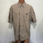 Carhartt XL Brown Plaid Button-Down Short-Sleeve Cotton Shirt