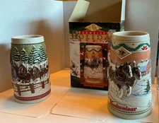 Lot 2 Budweiser  Clydesdale Steins AMERICAN HOMESTEAD NIB and a Limited Edition