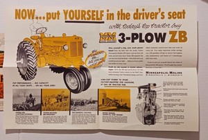 Vintage Minneapolis Moline Fold Out Newsletter Advertising 3 Plow ZB