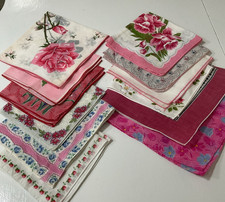 VTG Ladies Hankies Lot Of 12 JUST PINKS - FLORALS IN SHADES OF PINK EX COND