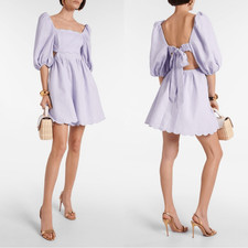 NWT ZIMMERMANN Halliday scalloped linen minidress in lilac size 4-6 (1 in Zimmer