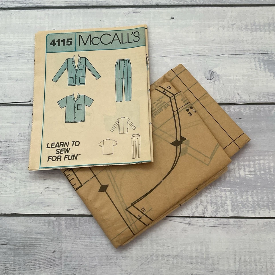 McCalls 4115 Sewing Pattern Jacket Shirt Pants Shorts Wardrobe Mens 42-44 UNCUT - Image 3 of 3
