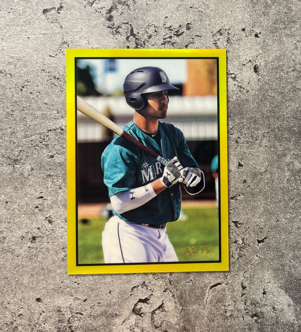 2019 Bowman Heritage Julio Rodriguez #53CP-18 Chrome Yellow Refractor 03/75