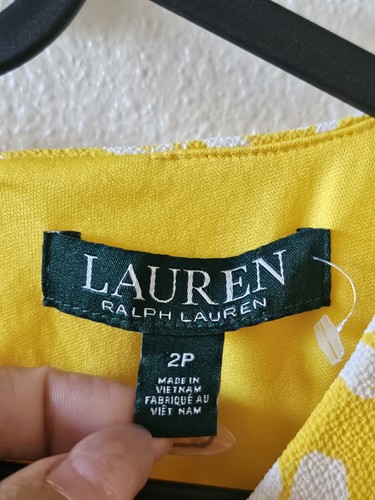 Vestido recto Ralph Lauren Petite 2P crema limón floral crepé para mujer - Imagen 6 de 12