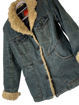 VTG 80s Esprit S Womens Penny Lane Denim Jacket With Sherpa Trim RD10593