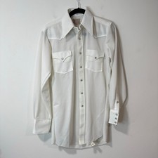 H Bar C Men's Vintage Western Pearl Snap Shirt White 15