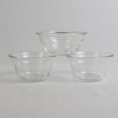 Lot Von 3 6 Oz Klare Glas-Kustardbecher (2 Pyrex Und 1 Glasbake)