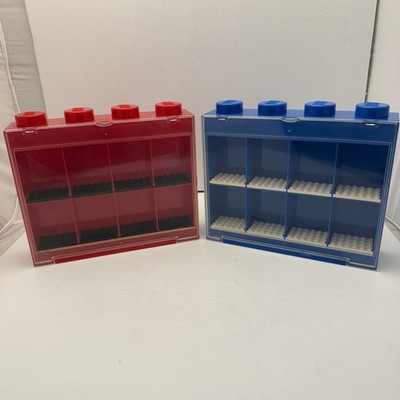 LEGO Minifigure Display Case Red/Blue 8 Figure Storage Stackable Hanging Display