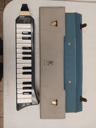 Vintage Hohner Melodica Piano 26 Keys Grey Musical Instrument w/Case, Germany